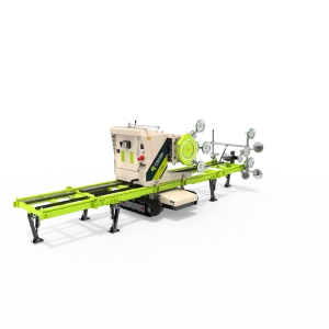 Máquina de hilo diamantado Lynx Halley sobre raíles para corte y escuadrado de bloques en cantera