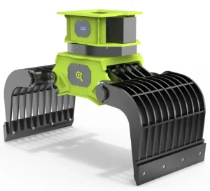 Pinza multiusos OC-XP para excavadoras utilizada para la manipulación de bloques y materiales en cantera, minería y reciclaje